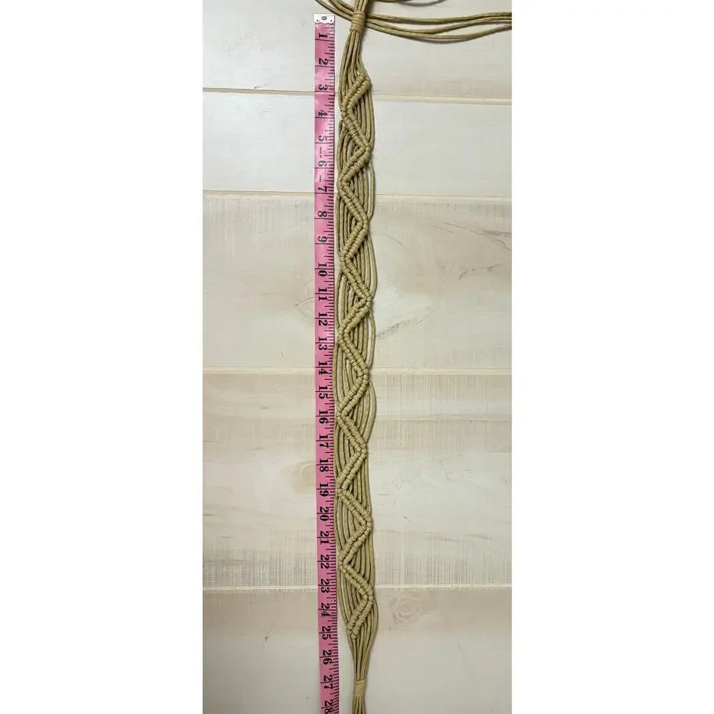 Boho Macrame Woven Fringe Belt Tan Braided Adjustable Wrap Festival Hippie Chic